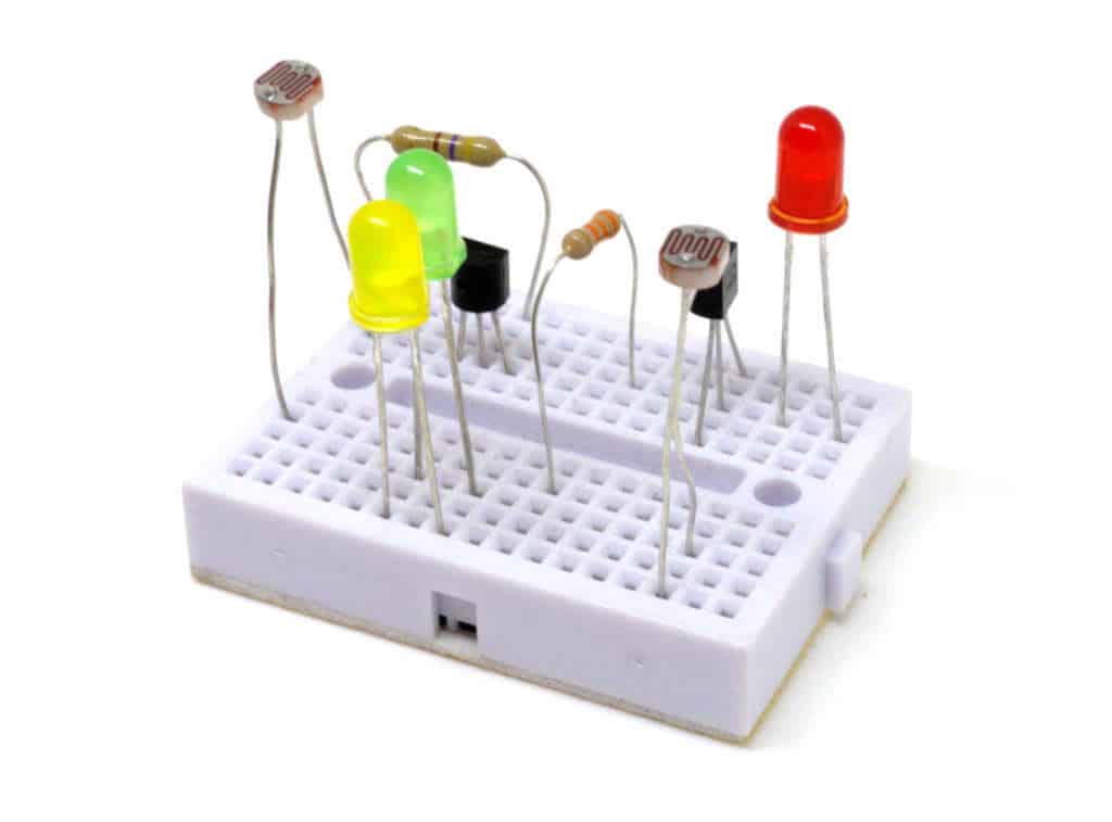 Components on a breadboard