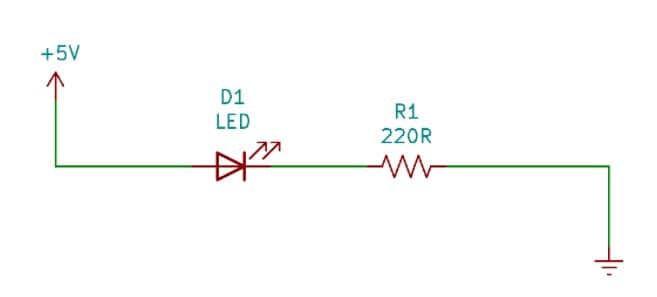 Simple LED and resistor schematic