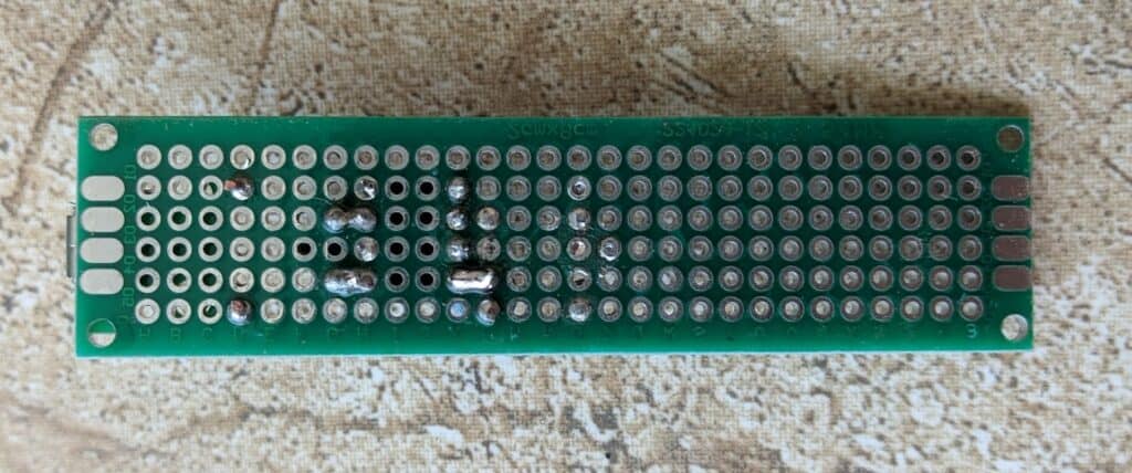 Backside of board: components soldered