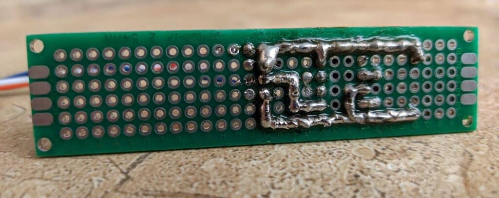 Making the connections with solder blobs
