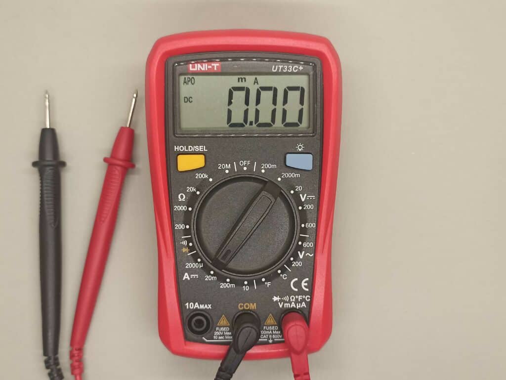 A multimeter in current mode