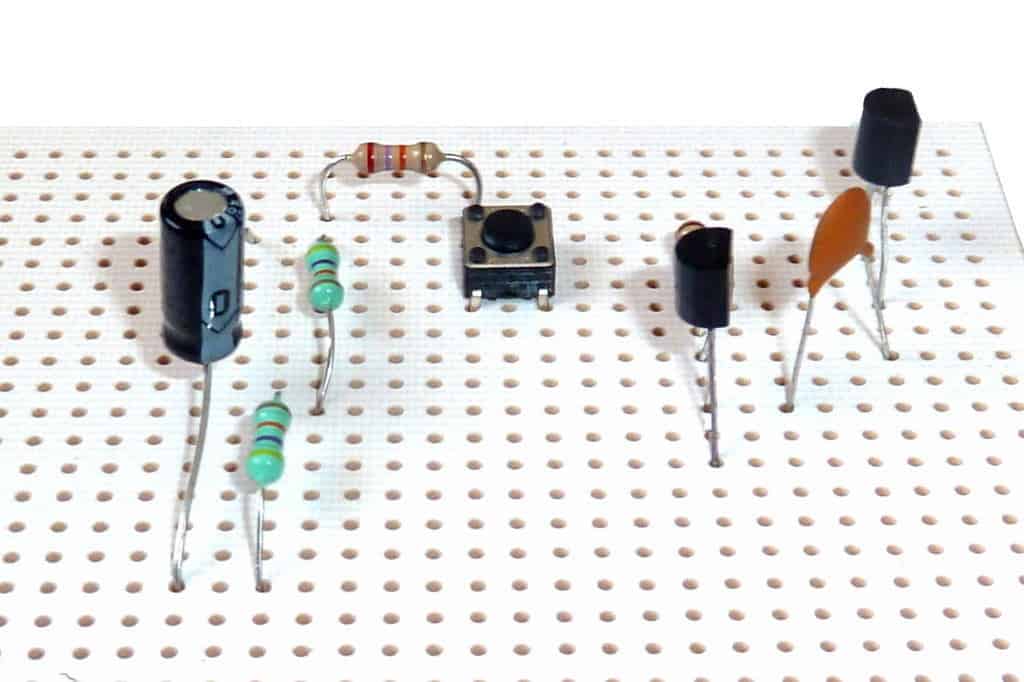 Stripboard circuit with components
