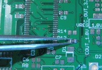 Tweezers on circuit board