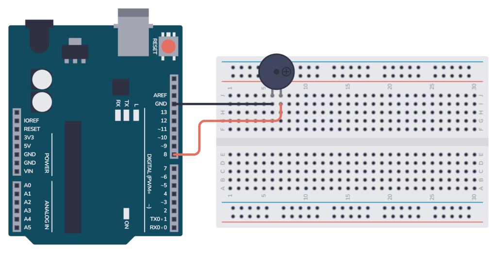 How to connect the arduino buzzer circuit