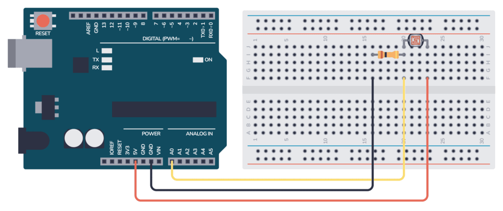 Arduino light sensor circuit connection diagram
