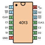 Pinout for the 4013 IC