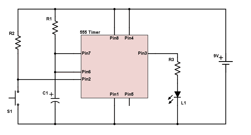555 Timer in monostable mode with pull-up resistor value 10k