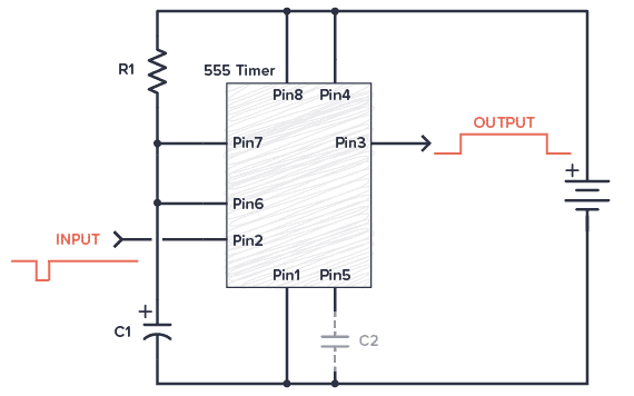 555 Timer circuit with time delay