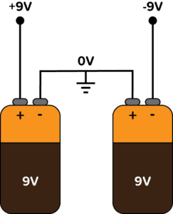 Batteries connected to acheive negative voltage
