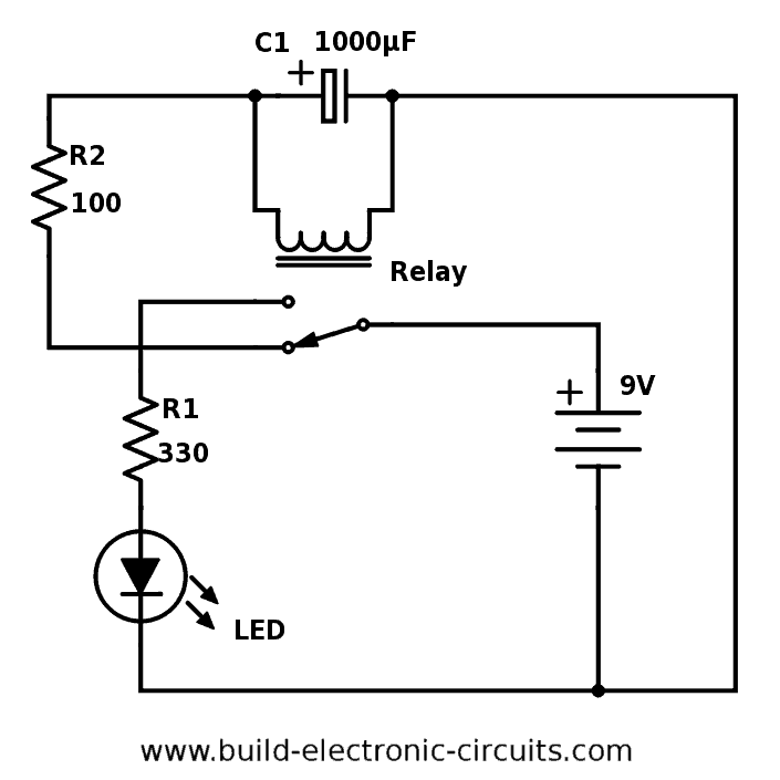 Blinking LED circuit using a relay