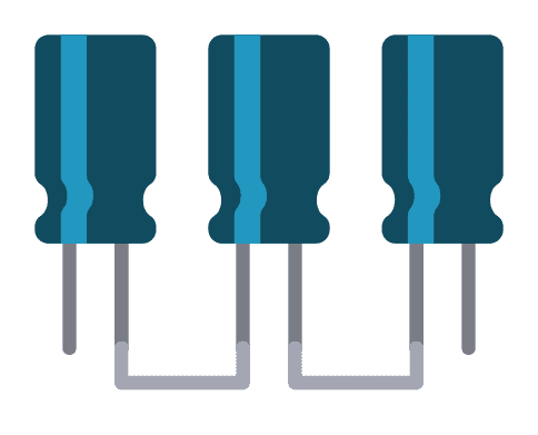 Illustration of three capacitors in series