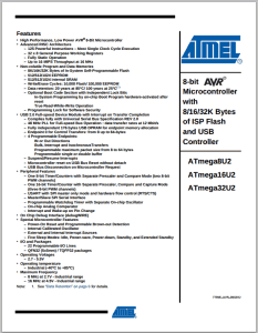 ATmega32U2 Datasheet Frontpage