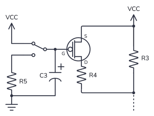 Circuit for delaying R4 being placed in parallel with R3.