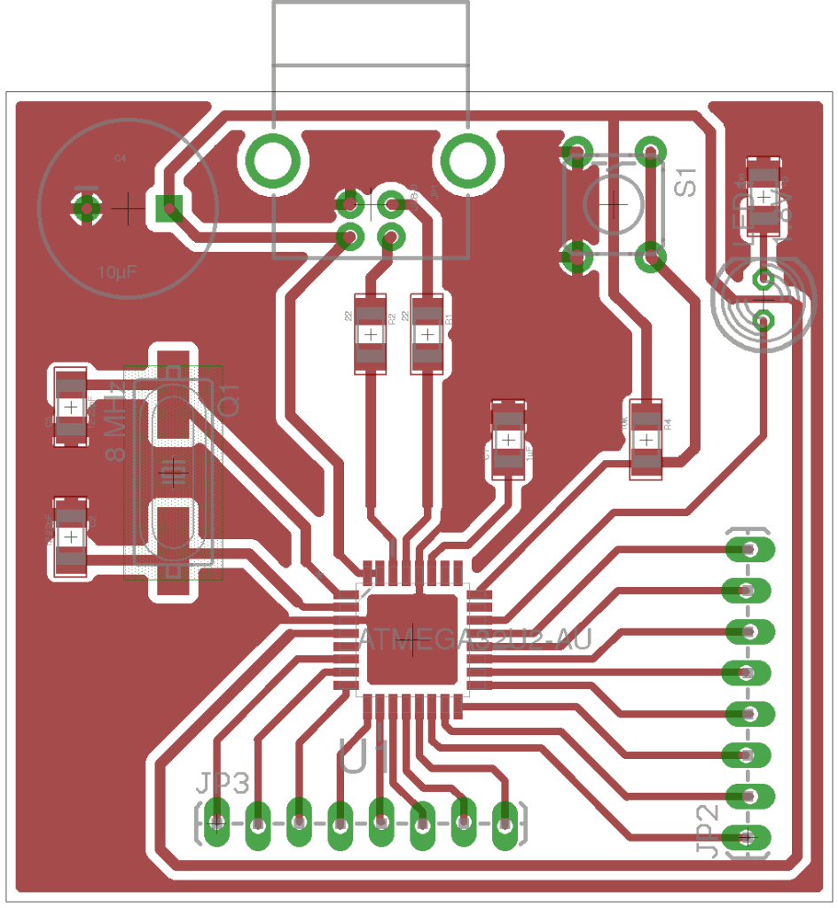 ATmega32U2 circuit board layout
