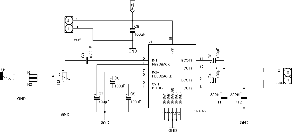 Mono Amplifier Circuit Diagram (Schematics)