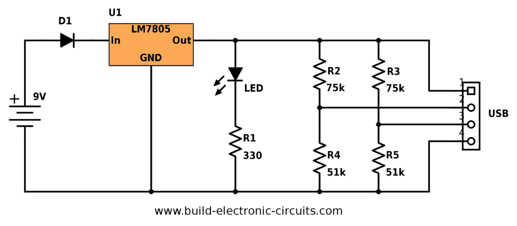 Portable USB charger circuit diagram