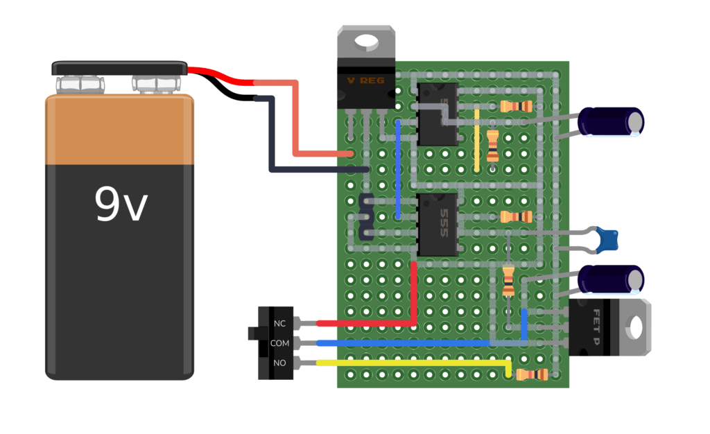 Drawing of useless machine circuit soldered